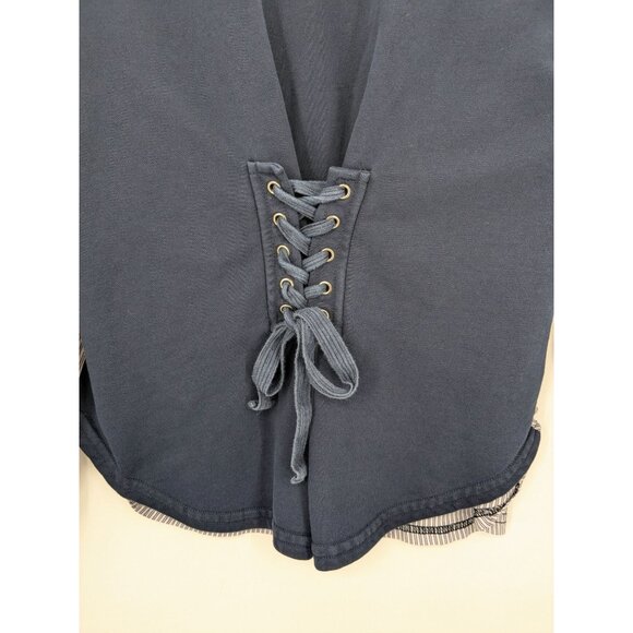 Walter Baker Lace Up Corset Sweatshirt Women Size M Stripe Casual Nautical Cozy - Picture 3 of 9